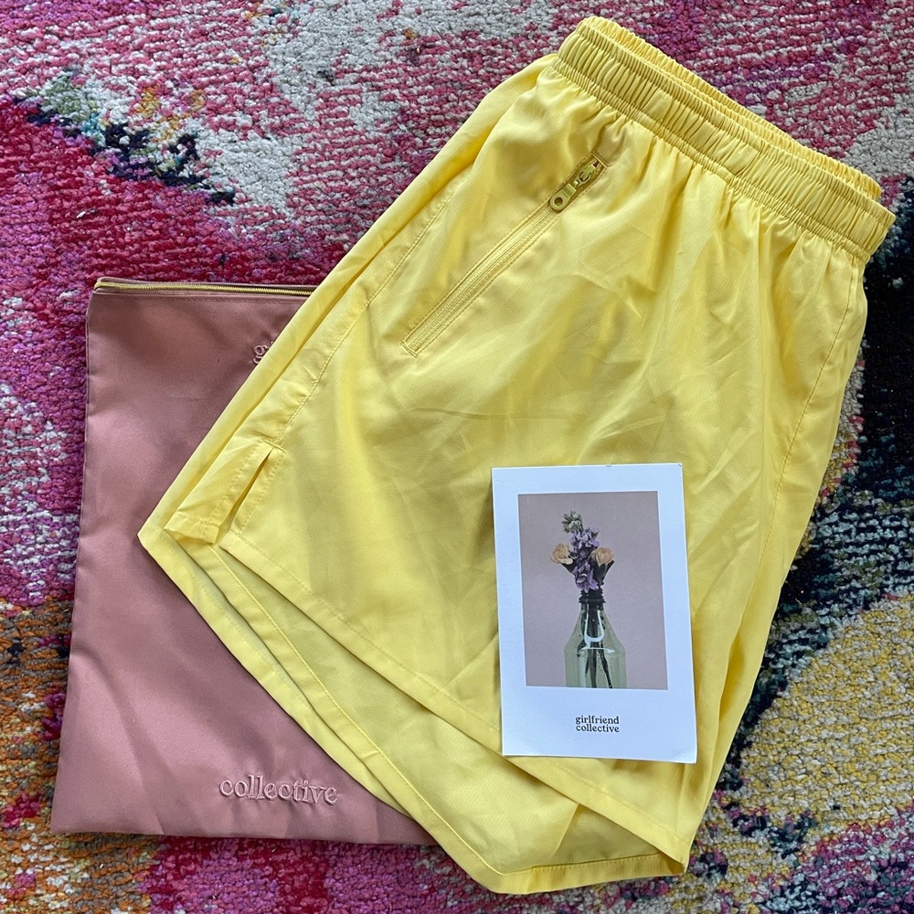 girlfriend collective trail shorts in 🍋